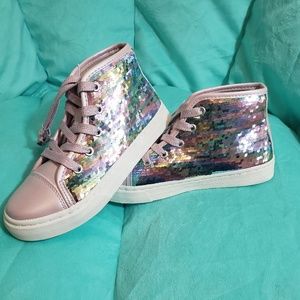 NWT GIrls Size 13 Ranbow Sequin High Tops